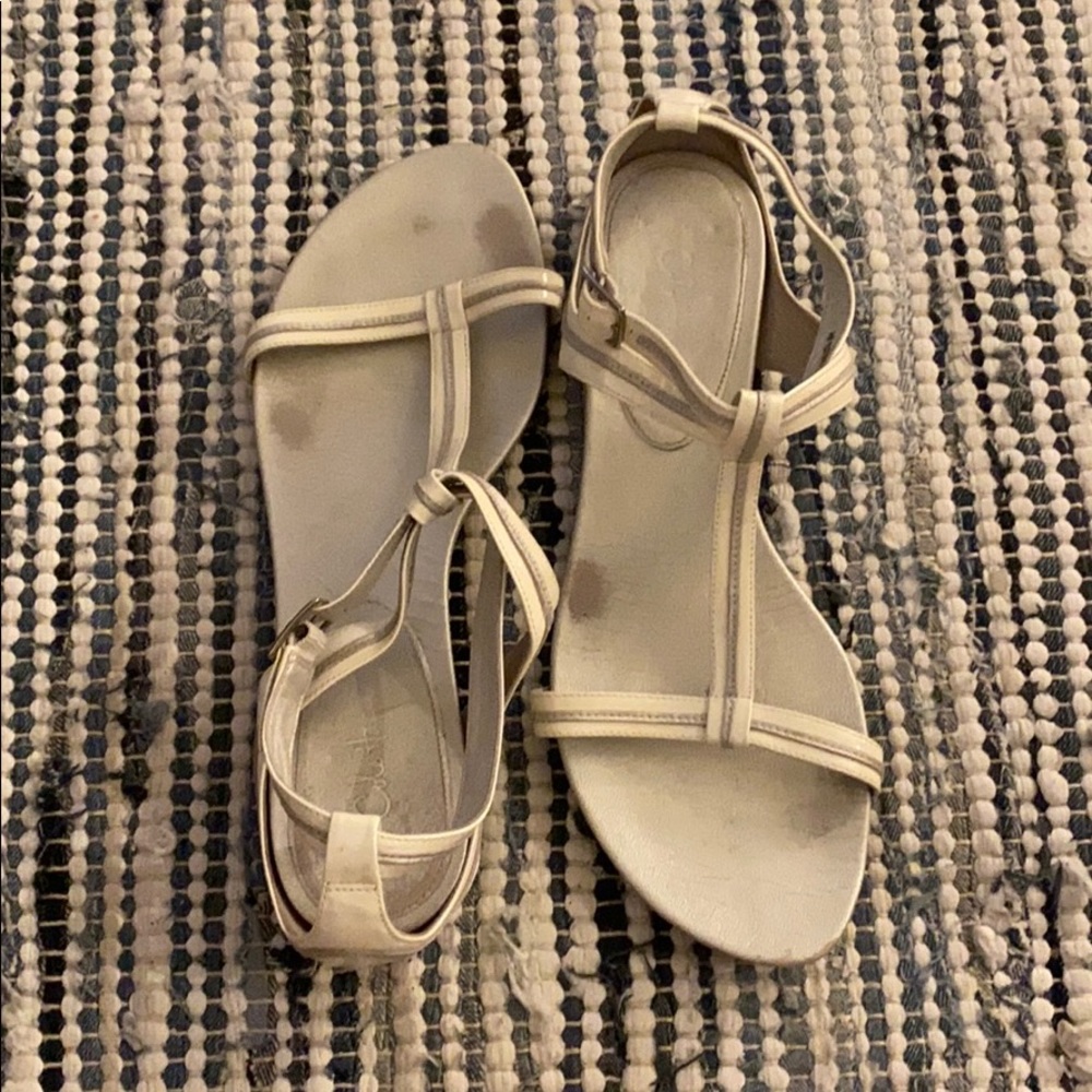 Cole Haan White and Silver Sandals Sz 10